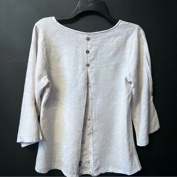 Paper Lacer women blouse Size: S color: Beige 100% Linen - Picture 7 of 11